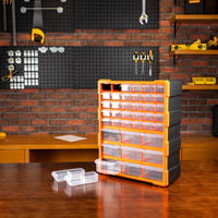 Dulap de depozitare Amazon Basics cu 39 de sertare pentru scule și accesorii de bricolaj, montabil pe perete, negru, 38x15,9x47,3 cm 7