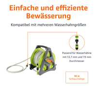 Tambur pentru furtun Amazon Basics cu montare pe perete, cu furtun, 30 m, verde/gri 3