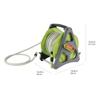 Tambur pentru furtun Amazon Basics cu montare pe perete, cu furtun, 30 m, verde/gri 7