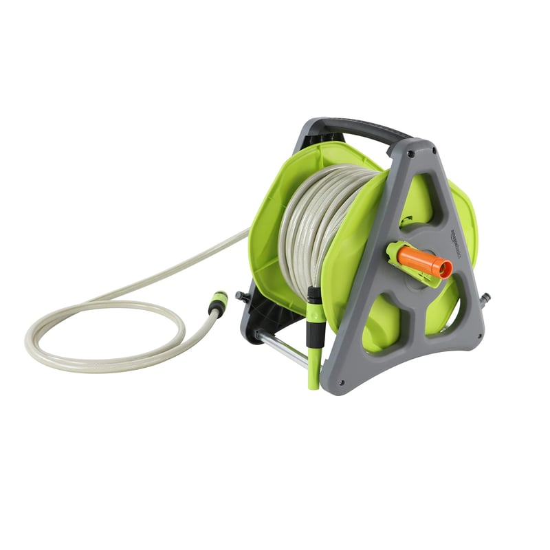 Tambur pentru furtun Amazon Basics cu montare pe perete, cu furtun, 30 m, verde/gri