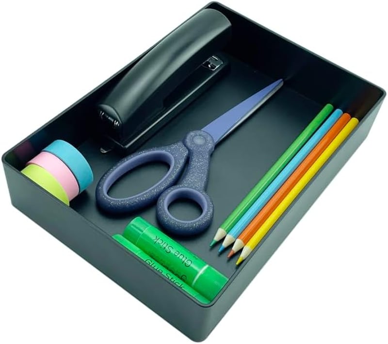 Amazon Basics Fekete Műanyag Rendszerező Tálca 23,8x17x5 cm - Single, Accessory tray