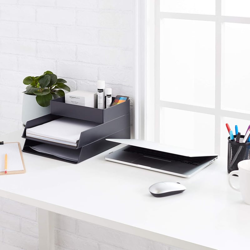Amazon Basics Fekete Műanyag Rendszerező Tálca 23,8x17x5 cm - Single, Accessory tray