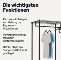 Raft de depozitare suspendat din metal Amazon Basics cu polițe, negru, 178 x 46 x 193 cm 2