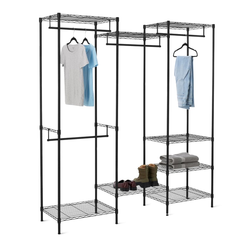 Raft de depozitare suspendat din metal Amazon Basics cu polițe, negru, 178 x 46 x 193 cm
