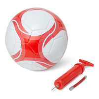 Futbalová lopta Amazon Basics, veľkosť 5, s pumpou – tréningová lopta, odolné PVC, butylová duša, na vnútorné aj vonkajšie použitie, strojovo šitá, bielo-červená 1