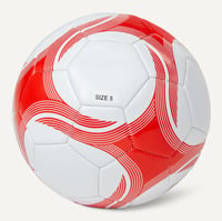 Futbalová lopta Amazon Basics, veľkosť 5, s pumpou – tréningová lopta, odolné PVC, butylová duša, na vnútorné aj vonkajšie použitie, strojovo šitá, bielo-červená 5
