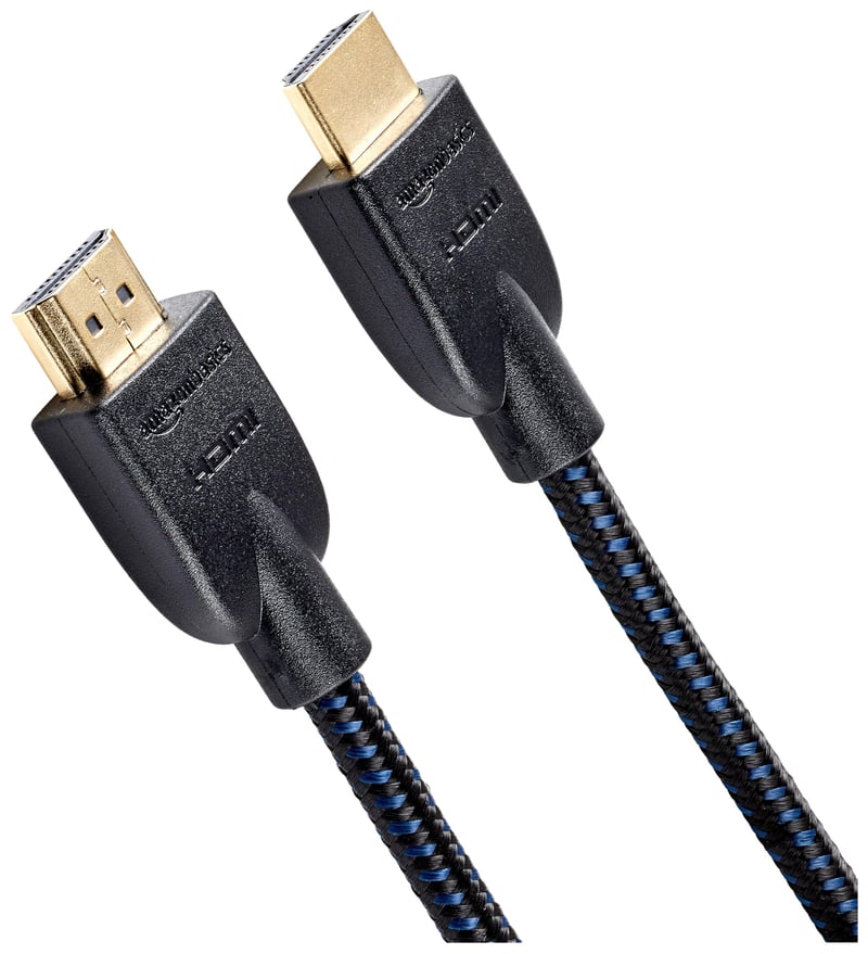 Opletený HDMI kábel Amazon Basics 1,8 m čierny – Vysokorýchlostný HD prepojovací kábel pre televízor a monitor
