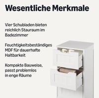 Amazon Basics kupaonski ormarić s 4 ladice, MDF ormarić za ispod umivaonika, bijeli, 30x30x82 cm 3