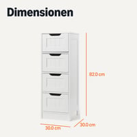 Amazon Basics kupaonski ormarić s 4 ladice, MDF ormarić za ispod umivaonika, bijeli, 30x30x82 cm 2