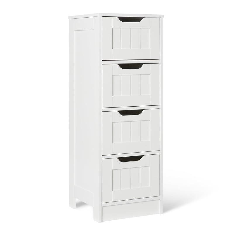 Amazon Basics kupaonski ormarić s 4 ladice, MDF ormarić za ispod umivaonika, bijeli, 30x30x82 cm