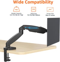 Amazon Basics gázrugós monitorkar asztali rögzítés, 38,1–68,6 cm, VESA 75x75/100x100 - fekete 3