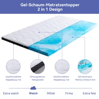 Amazon Basics Gél Hab Matracvédő Topper 90x190 cm, 7 cm Magasság, Levehető és Mosható Huzat, Fehér 2