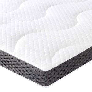 Topper saltea Amazon Basics din spumă cu gel, 90x190 cm, înălțime 7 cm, husă detașabilă și lavabilă, alb