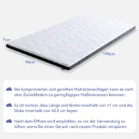 Amazon Basics Gél Hab Matracvédő Topper 90x190 cm, 7 cm Magasság, Levehető és Mosható Huzat, Fehér 10