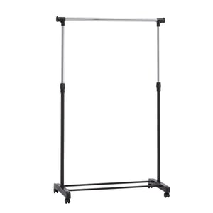 Stand pentru haine cu roți Amazon Basics, cromat, 91,5-145 x 42 x 134-161 cm (L x A x H), cuier mobil de sine stătător