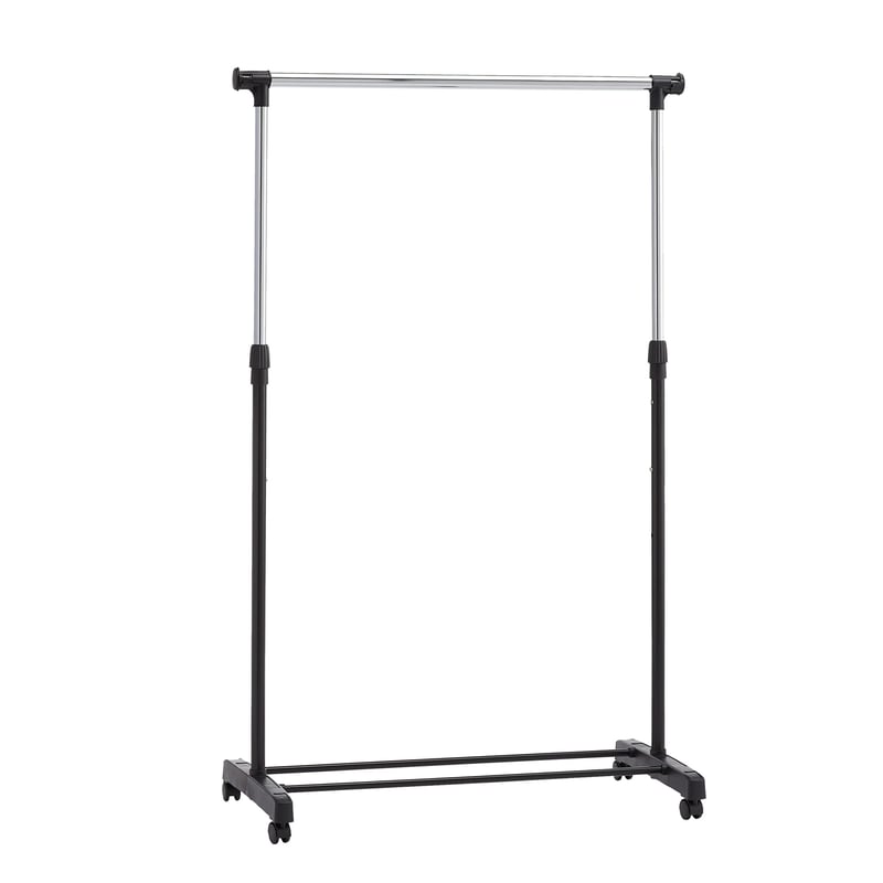 Amazon Basics pojazdný vešiakový stojan na šaty, chróm, 91,5-145 x 42 x 134-161 cm (Š x H x V), voľne stojaci vešiak na kolieskach