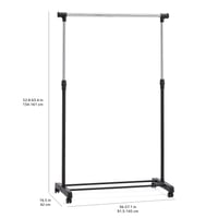 Amazon Basics pojazdný vešiakový stojan na šaty, chróm, 91,5-145 x 42 x 134-161 cm (Š x H x V), voľne stojaci vešiak na kolieskach 7