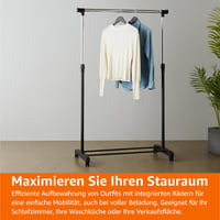 Amazon Basics pojazdný vešiakový stojan na šaty, chróm, 91,5-145 x 42 x 134-161 cm (Š x H x V), voľne stojaci vešiak na kolieskach 8