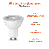Amazon Basics GU10 LED reflektorska žarulja, 4,7 W (ekvivalent 50 W), toplo bijela, nije prigušiva, pakiranje od 10 komada 2