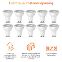 Amazon Basics GU10 LED reflektorska žarulja, 4,7 W (ekvivalent 50 W), toplo bijela, nije prigušiva, pakiranje od 10 komada 5