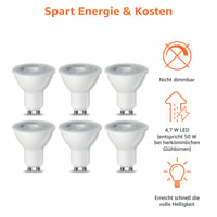 Amazon Basics GU10 LED reflektorska žarulja 4,7W (zamjena za 50W), topla bijela, nije prigušiva, pakiranje od 6 komada 4