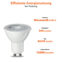 Amazon Basics GU10 LED reflektorska žarulja 4,7W (zamjena za 50W), topla bijela, nije prigušiva, pakiranje od 6 komada 3