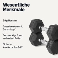 Amazon Basics Pogumovaná šesťhranná jednoručná činka 5 kg čierna sada činiek na cvičenie 2
