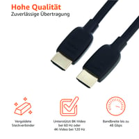 Kábel Amazon Basics HDMI 2.1, 0,9 m, 48 Gbps, 8K@60Hz, 4K@120Hz, Ultra High Speed, pozlátené konektory, kompatibilný s PS5/Xbox/TV/monitorom, čierny 3