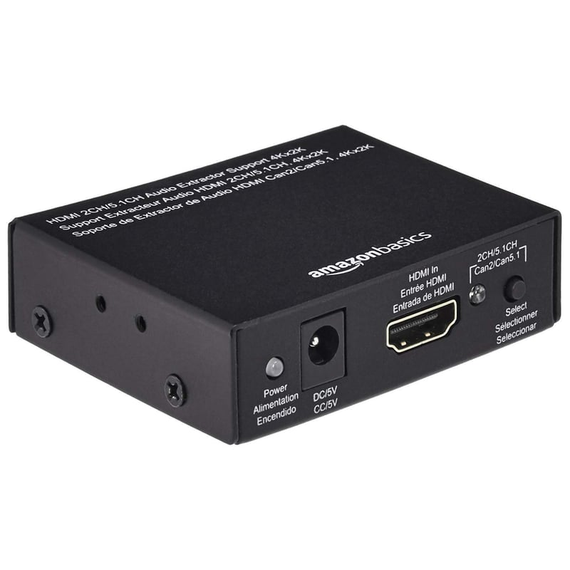 Amazon Basics HDMI Audio Extractor prevodník 4K@30Hz (SPDIF + RCA Stereo) - čierny