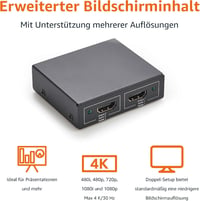 Amazon Basics HDMI splitter 1 bemenet 2 kimenet, 4K 30 Hz, tükrözés, 1 m USB-A–DC kábellel - fekete 2