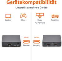 Amazon Basics HDMI splitter 1 bemenet 2 kimenet, 4K 30 Hz, tükrözés, 1 m USB-A–DC kábellel - fekete 3