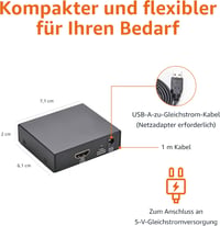 Amazon Basics HDMI splitter 1 bemenet 2 kimenet, 4K 30 Hz, tükrözés, 1 m USB-A–DC kábellel - fekete 4