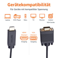 Kábel Amazon Basics HDMI-VGA, jednosmerný, konektor samec-samec, 1080p, pozlátené kontakty, 1,8 m, čierny 3