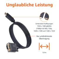 Kábel Amazon Basics HDMI-VGA, jednosmerný, konektor samec-samec, 1080p, pozlátené kontakty, 1,8 m, čierny 4