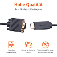 Kábel Amazon Basics HDMI-VGA, jednosmerný, konektor samec-samec, 1080p, pozlátené kontakty, 1,8 m, čierny 2