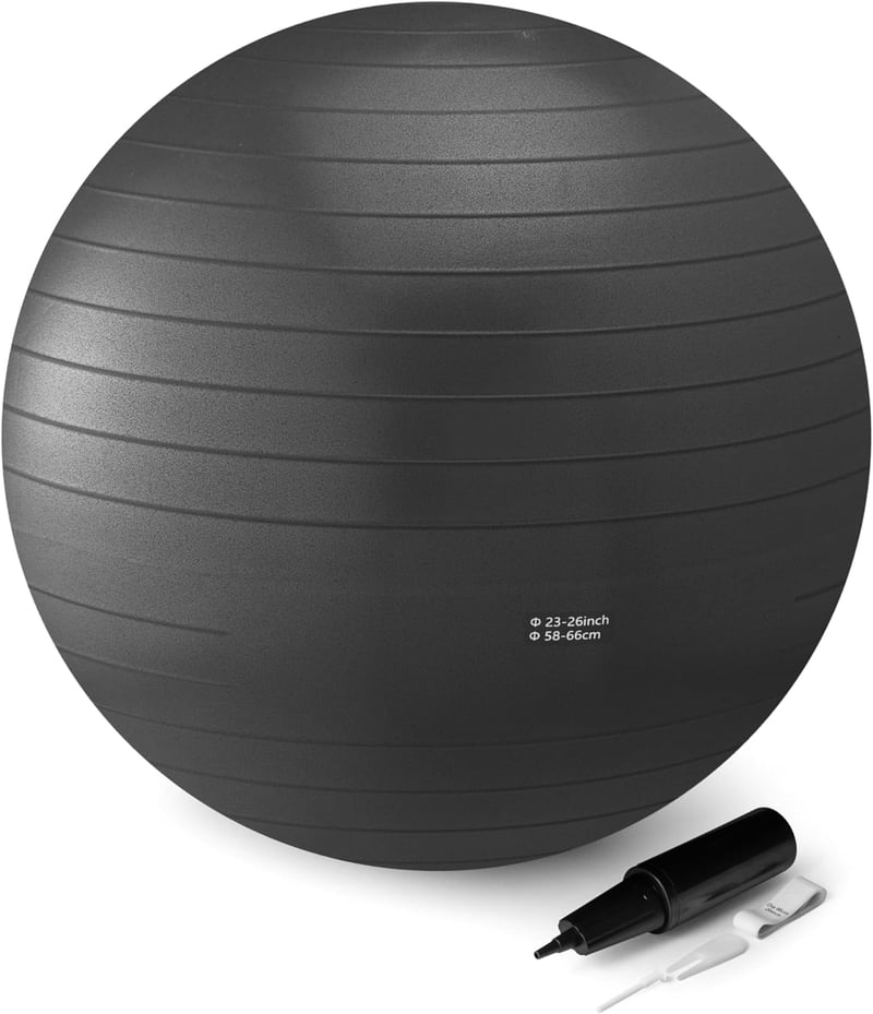 Amazon Basics jógalabda fitnesz gyakorlatokhoz - fekete - 58-66 cm átmérő