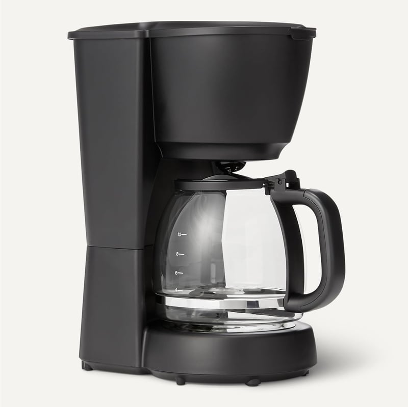 Amazon Basics Kávéfőző 1,25L Üveg Kancsóval, 10 Csésze, 1000W, Fekete