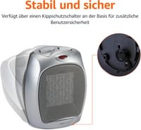 Amazon Basics Kerámia Segédradiátor 1800W Szabályozható Termosztáttal Ezüst 5