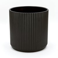 Ghiveci de flori din ceramică Amazon Basics, rotund, cu striații – 20,3 cm – Negru 1