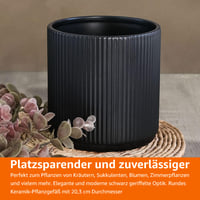 Ghiveci de flori din ceramică Amazon Basics, rotund, cu striații – 20,3 cm – Negru 6