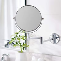 Kozmetické nástenné zrkadlo Amazon Basics, okrúhle, 1x/5x zväčšenie, 32,5 x 25,4 cm, chrómové kúpeľňové zrkadlo na líčenie 5