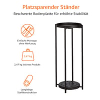 Okrúhly kovový stojan na kvety Amazon Basics na vnútorné aj vonkajšie použitie, čierny lakovaný stojan na kvety 3