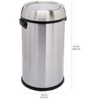 Amazon Basics okrugla cilindrična kanta za otpatke od nehrđajućeg čelika s poklopcem na ljuljanje, 65 litara, srebrna/crna 5