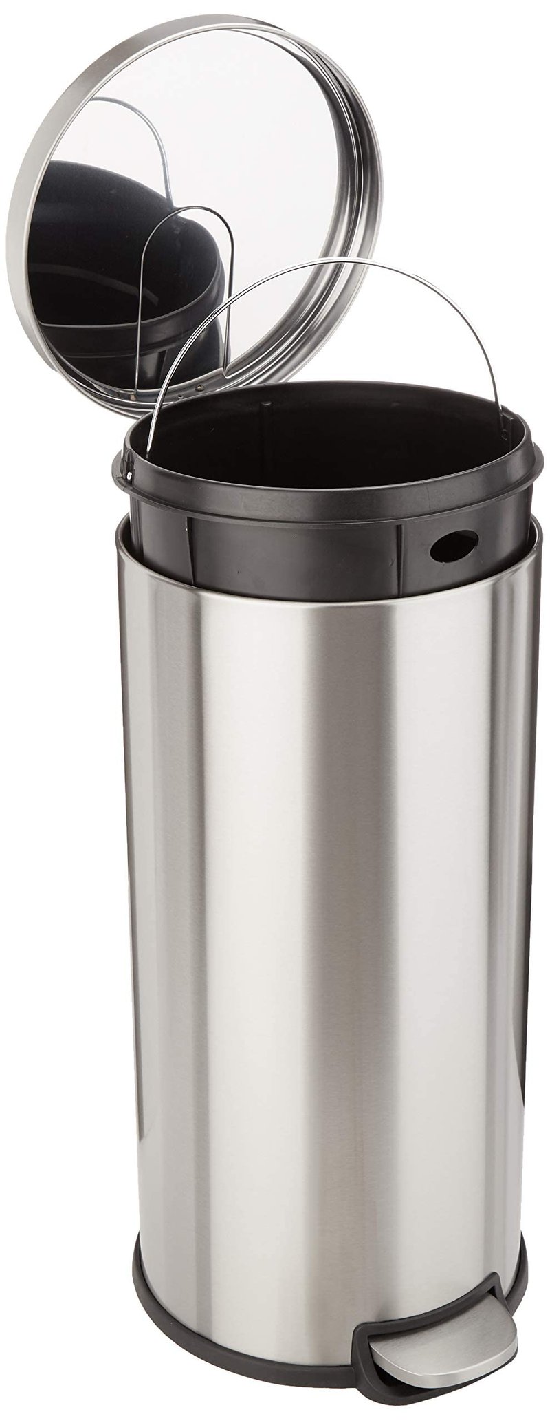 Amazon Basics Kerek Hengeres Szemetes Soft-Close Funkcióval, Rozsdamentes Acél, 30 L