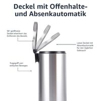 Amazon Basics Kerek Hengeres Szemetes Soft-Close Funkcióval, Rozsdamentes Acél, 30 L 3