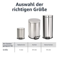 Amazon Basics Kerek Hengeres Szemetes Soft-Close Funkcióval, Rozsdamentes Acél, 30 L 4