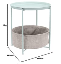 Măsuță rotundă Amazon Basics cu spațiu de depozitare, material textil verde mentă și gri melanj, 44,96 x 48 cm, poate fi folosită și ca noptieră 7