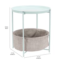 Măsuță rotundă Amazon Basics cu spațiu de depozitare, material textil verde mentă și gri melanj, 44,96 x 48 cm, poate fi folosită și ca noptieră 3