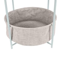 Măsuță rotundă Amazon Basics cu spațiu de depozitare, material textil verde mentă și gri melanj, 44,96 x 48 cm, poate fi folosită și ca noptieră 6