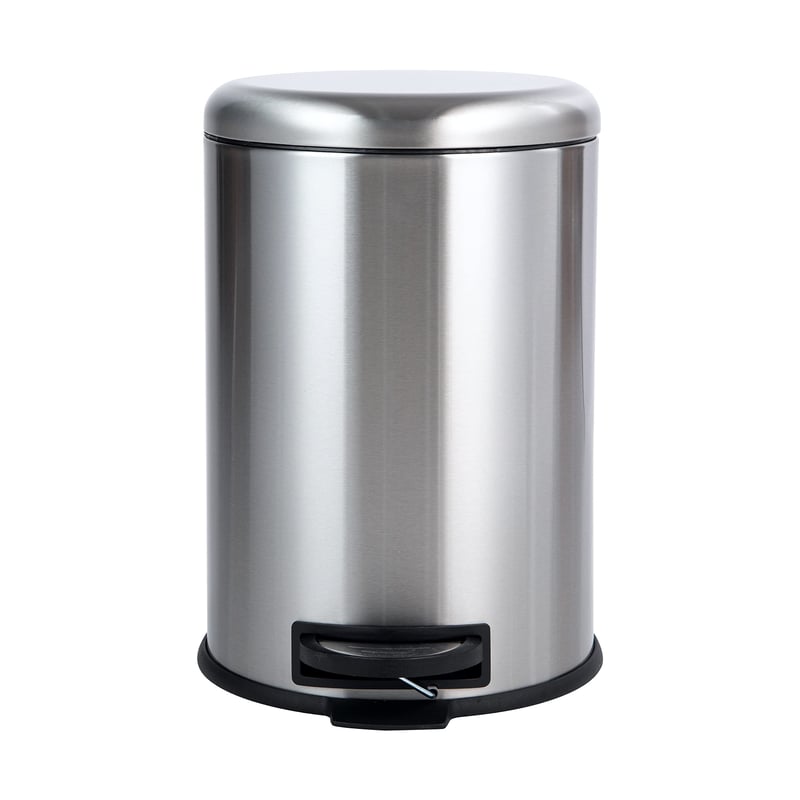 Amazon Basics okrúhly nerezový pedálový odpadkový kôš, 20 litrov, strieborný